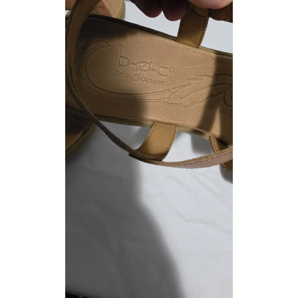 BOC Born Altheda Criss Cross Sandals Womens Sz 10 M Brown Comfort Strappy Vegan